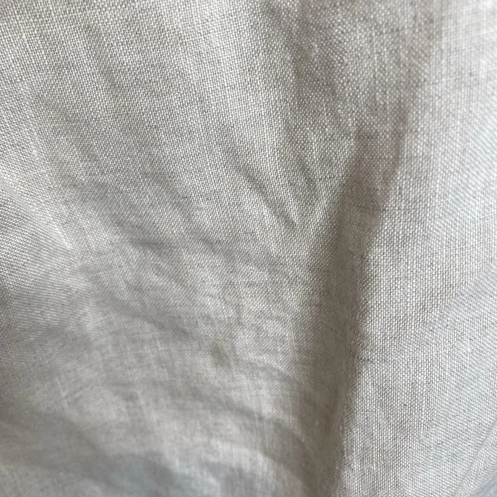MANGO Women's Ivory Linen Pants Sz 14 Tapered Career Coastal Old Money Natural